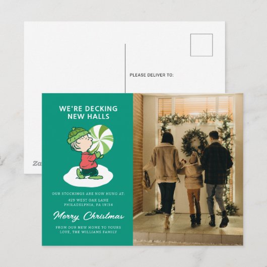 Linus Peppermint Candy Feiertagspostkarte (Vorne/Hinten)