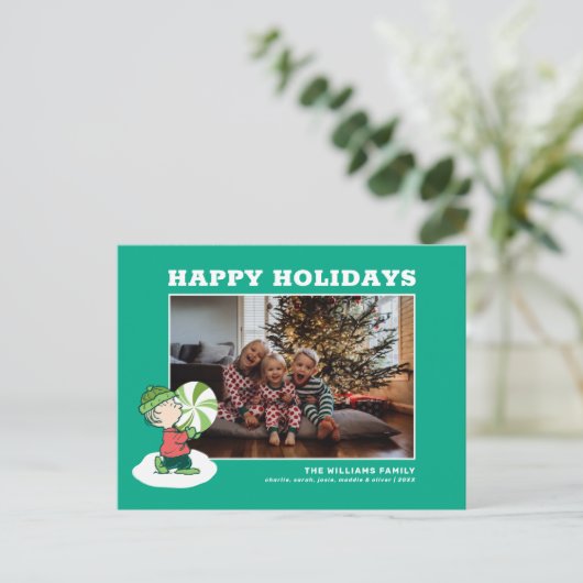Linus Peppermint Candy Feiertagspostkarte (Stehend Vorderseite)