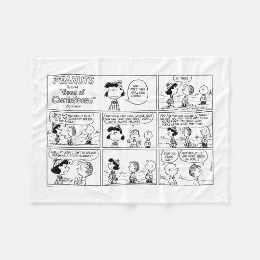 Linus Tells Lucy Sie ist Crabby Fleecedecke (Vorderseite (Horizontal))
