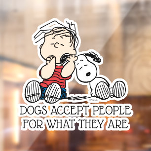 Linus tröstet von Snoopy's Ohr Fensteraufkleber