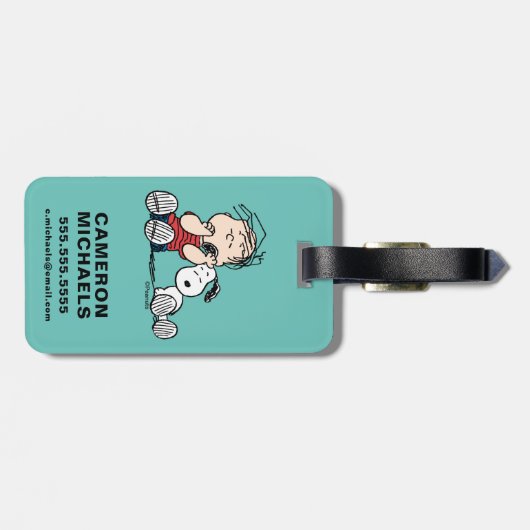 Linus tröstet von Snoopy's Ohr Gepäckanhänger (Rückseite horizontal)