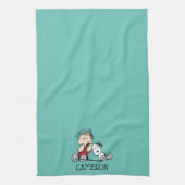 Linus tröstet von Snoopy's Ohr Geschirrtuch (Vertikal)