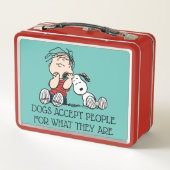 Linus tröstet von Snoopy's Ohr Metall Brotdose (Rückseite)