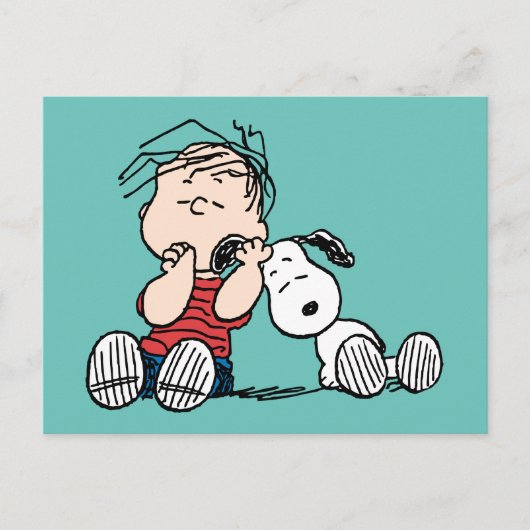 Linus tröstet von Snoopy's Ohr Postkarte (Vorderseite)