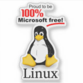 Linux 3x3 Vinyl Sticker - Microsoft Free (Vorderseite)