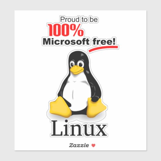 Linux 8x8 Vinyl Sticker - Microsoft Free (Blatt)