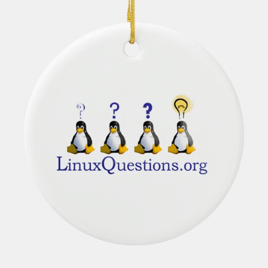 Linux-Fragen-Logo Keramik Ornament (Hinten)