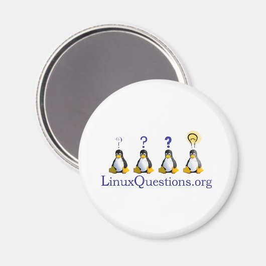 Linux-Fragen-Logo Magnet (Vorderseite/Rückseite)