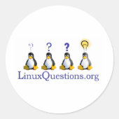 Linux-Fragen-Logo Runder Aufkleber (Vorderseite)