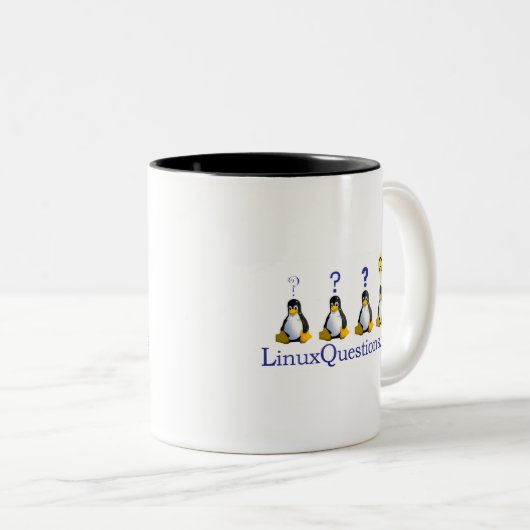 Linux-Fragen-Logo Zweifarbige Tasse (VorderseiteRechts)