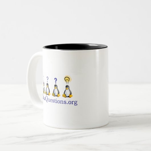 Linux-Fragen-Logo Zweifarbige Tasse (Vorderseite Links)