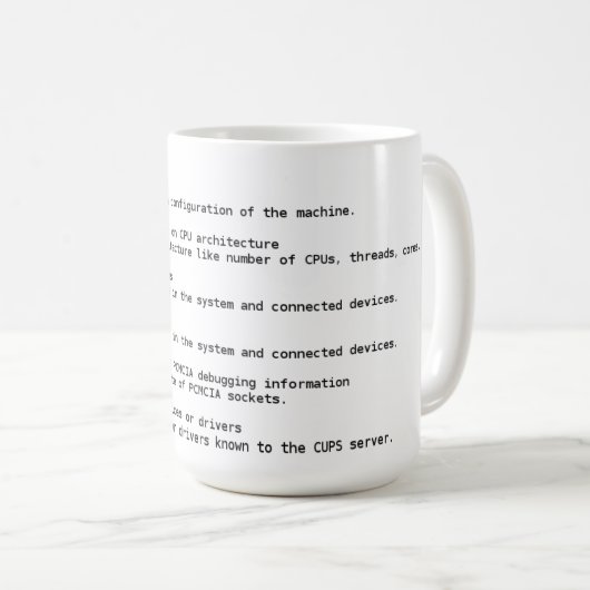 Linux-Hardware-Entdeckungs-Befehle Kaffeetasse (VorderseiteRechts)