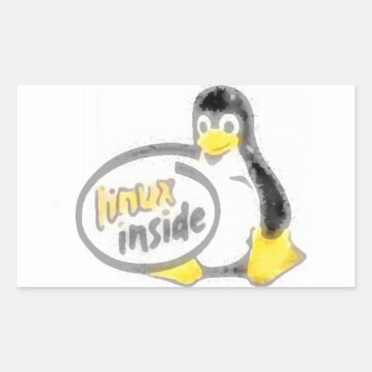 LINUX INSIDE Tux, das Linux Pinguin Logo Rechteckiger Aufkleber (Vorderseite)