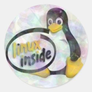 LINUX INSIDE Tux, das Linux Pinguin Logo Runder Aufkleber