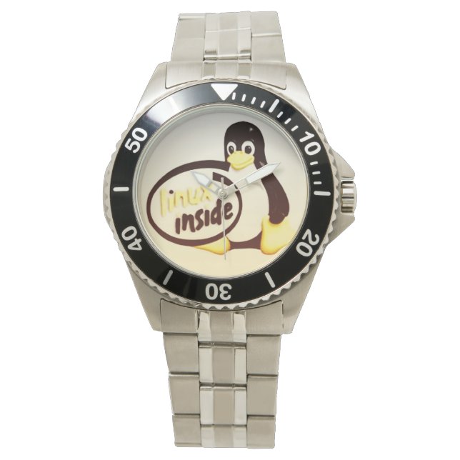LINUX INSIDE Tux der Linux-Pinguin Wrist Watch Armbanduhr (Vorderseite)