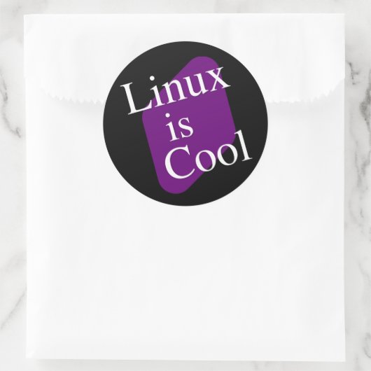 Linux ist cool runder aufkleber (Tasche)