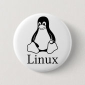 Linux-Logo mit Tux der Linux-Pinguin Button (Vorderseite)