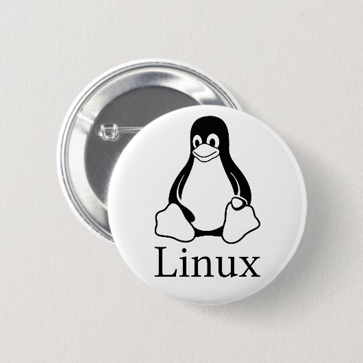 Linux-Logo mit Tux der Linux-Pinguin Button (Vorne & Hinten)