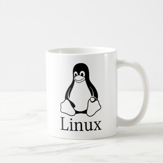 Linux-Logo mit Tux der Linux-Pinguin Kaffeetasse (Rechts)