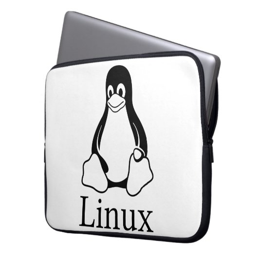Linux-Logo mit Tux der Linux-Pinguin Laptopschutzhülle (Vorderseite Links)