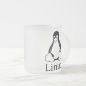 Linux-Logo mit Tux der Linux-Pinguin Mattglastasse (VorderseiteRechts)