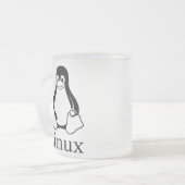 Linux-Logo mit Tux der Linux-Pinguin Mattglastasse (Vorderseite Links)