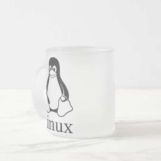 Linux-Logo mit Tux der Linux-Pinguin Mattglastasse (Vorderseite Links)