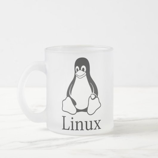 Linux-Logo mit Tux der Linux-Pinguin Mattglastasse (Links)