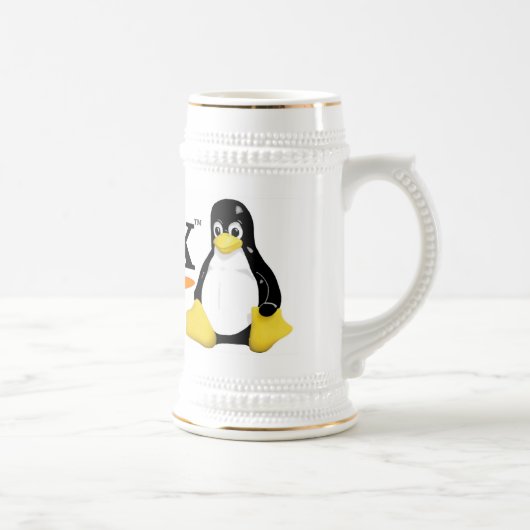 Linux-Logo mit Tux-Produkten Bierglas (Rechts)