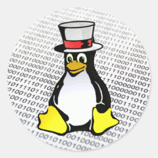 Linux Logo Tux Pinguin Top Hat Binary Ubuntu Runder Aufkleber