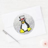 Linux Logo Tux Pinguin Top Hat Binary Ubuntu Runder Aufkleber (Umschlag)