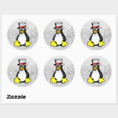 Linux Logo Tux Pinguin Top Hat Binary Ubuntu Runder Aufkleber (Blatt)