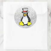 Linux Logo Tux Pinguin Top Hat Binary Ubuntu Runder Aufkleber (Tasche)
