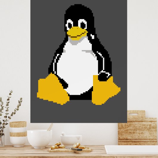 Linux Mascot | Linux Penguin | Tux in Pixel Art Poster (Küche)