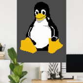 Linux Mascot | Linux Penguin | Tux in Pixel Art Poster (Heimbüro)