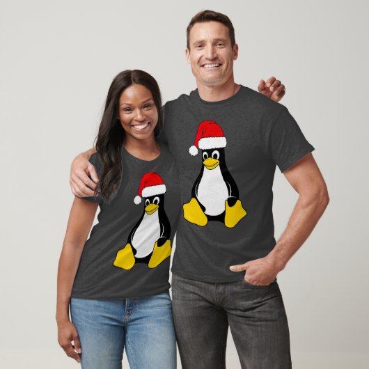 Linux Mascot Tux der Pinguin Weihnachtsmannmütze N T-Shirt (Unisex)