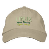 LINUX: Open Source, Open Mind Bestickte Baseballkappe (Vorderseite)