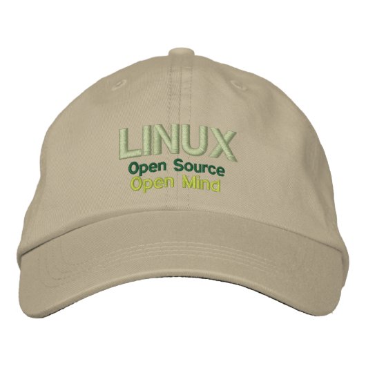 LINUX: Open Source, Open Mind Bestickte Baseballkappe (Vorderseite)