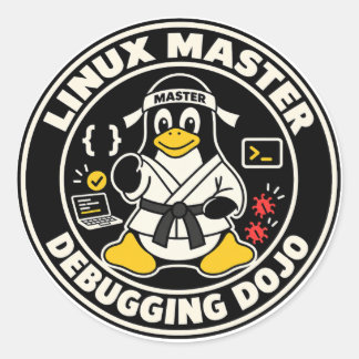 Linux Pinguin Tux Fanart - Dojo Meister Runder Aufkleber