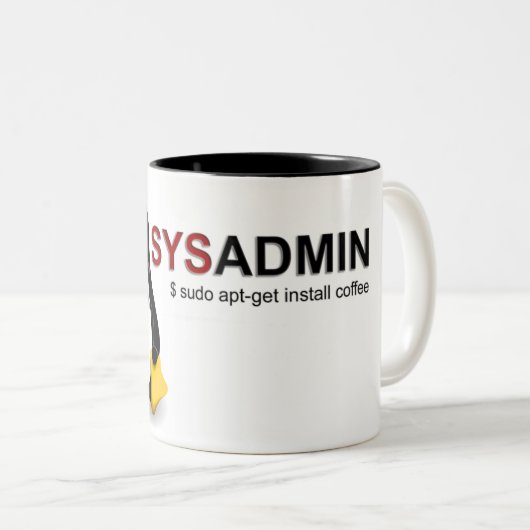 Linux-System Admin Zweifarbige Tasse (VorderseiteRechts)