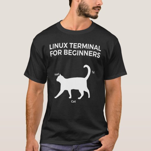 Linux Terminal für Anfänger Funny Cat T-Shirt (Vorderseite)