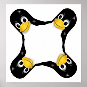 LINUX TUX 4 KÖPFE POSTER