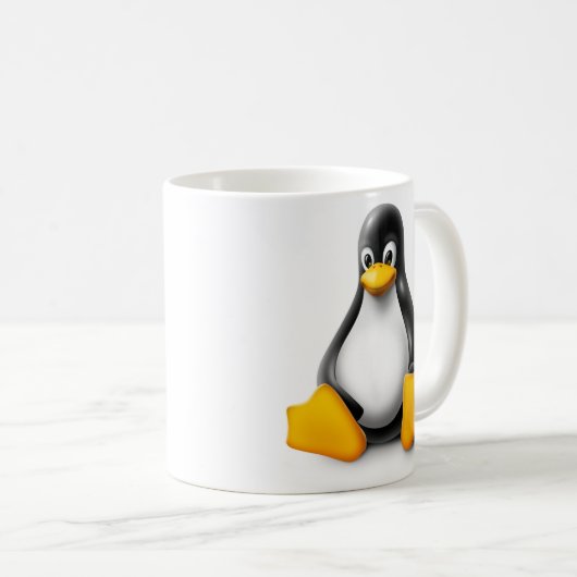 Linux Tux der Pinguin Kaffeetasse (VorderseiteRechts)
