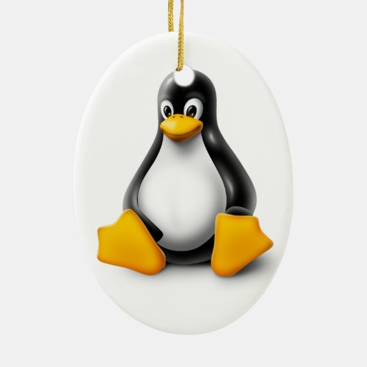 Linux Tux der Pinguin Keramikornament (Hinten)