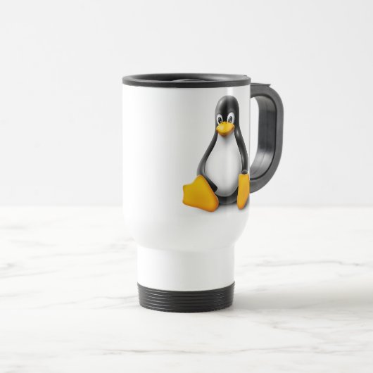 Linux Tux der Pinguin Reisebecher (VorderseiteRechts)