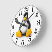 Linux Tux der Pinguin Runde Wanduhr (Winkel)