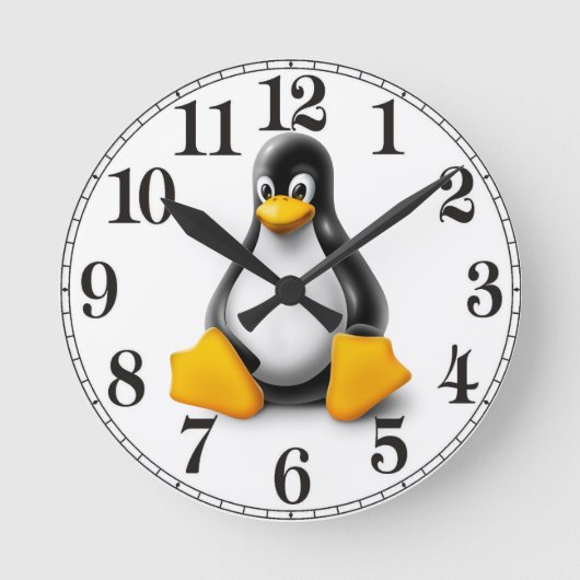 Linux Tux der Pinguin Runde Wanduhr (Vorderseite)