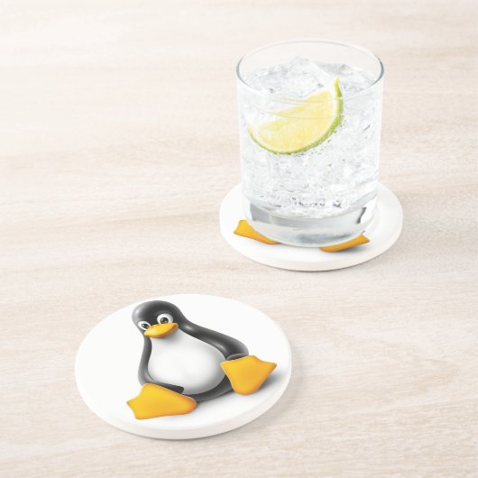 Linux Tux der Pinguin Sandstein Untersetzer (Seite)
