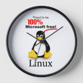 Linux Wall Clock mit Black Trim - Microsoft Free Uhr (Vorderseite)