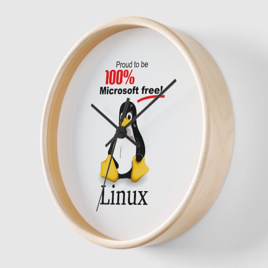 Linux Wall Clock mit Tan Trim - Microsoft Free Uhr (Winkel)
